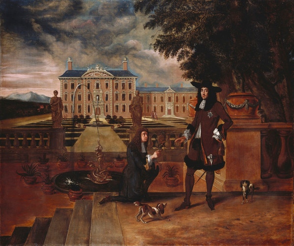 Charles II of England being presented with a pineapple by his royal gardener John Rose